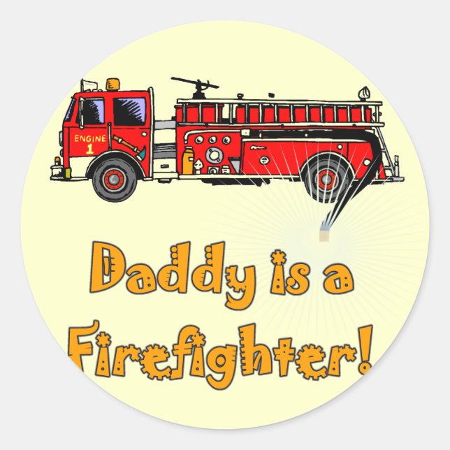 Motor Daddy Feuerwehrmann T - Shirt und Geschenke Runder Aufkleber (Vorderseite)