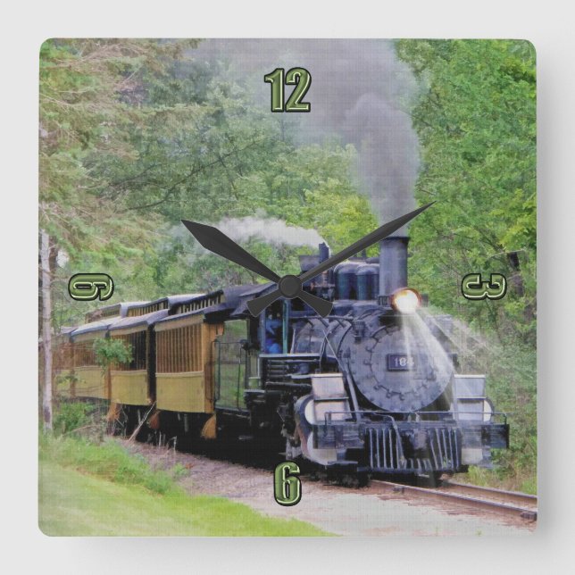Motor der Eisenbahn Kunstvoll wandern Quadratische Wanduhr (Vorderseite)