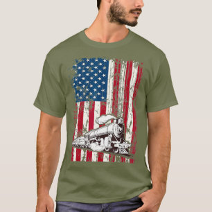 Motor der Lokomotive USA - Amerikanische Flagge 4. T-Shirt