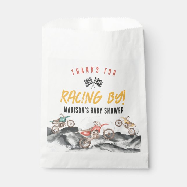 Motor Dirt Bike Baby Dusche Beutel Geschenktütchen (Vorderseite)