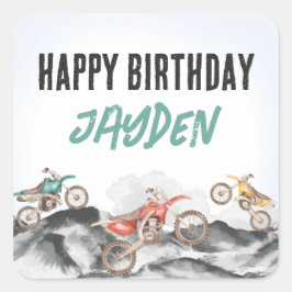 Motor Dirt Bike Fast 1 1. Geburtstag Party Quadratischer Aufkleber