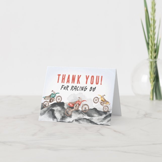 Motor Dirt Bike Racer Blank Danke Karte (Vorderseite)