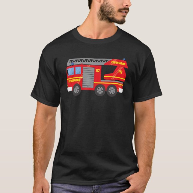 Motor-Drehleiter der Freiwilligen-Feuerwehr T-Shirt (Vorderseite)