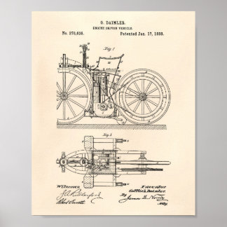 Motor Driven Vehicle 1888 Patent Art Old Peper Poster
