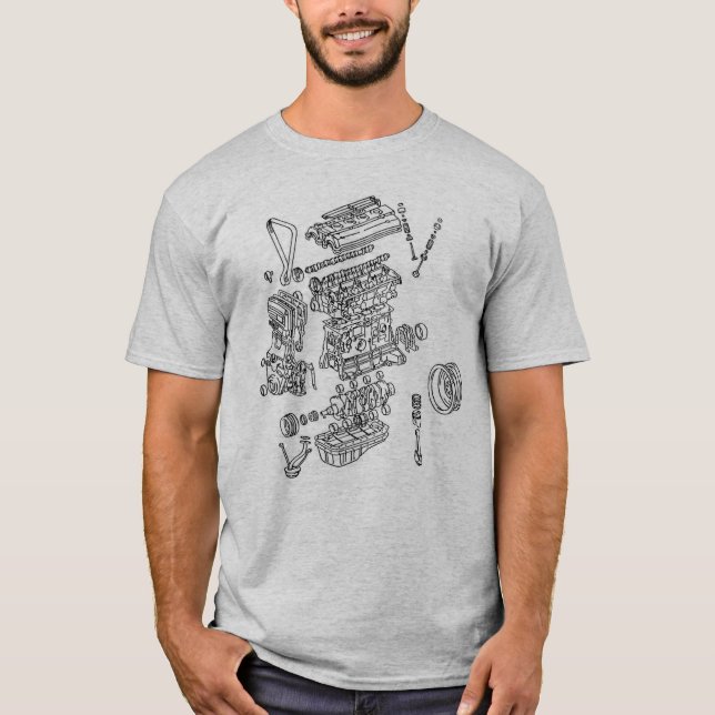 Motor-Explosionsdarstellung 4AGE Toyota Corolla T-Shirt (Vorderseite)