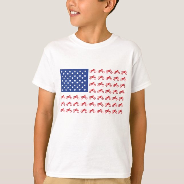 Motor-Fahrrad-Flagge-Moto-Kreuz T-Shirt (Vorderseite)