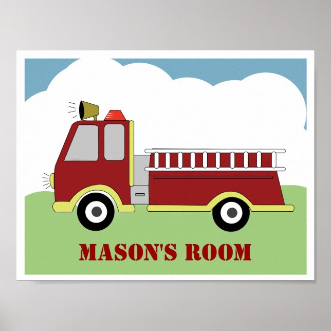 Motor Feuerwehrauto Personalisierte Kunst drucken Poster (Vorne)