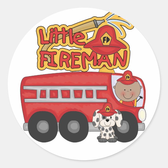 Motor Little Fireman American Tshirts Runder Aufkleber (Vorderseite)