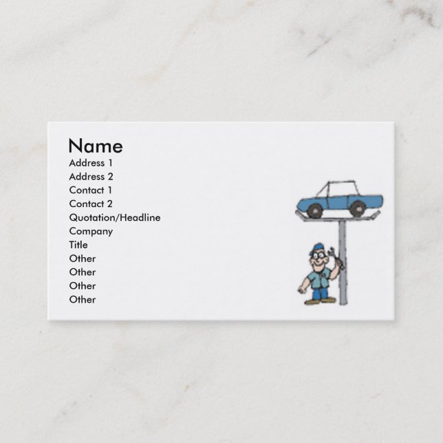Motor Mechanic Business Card Visitenkarte (Vorderseite)