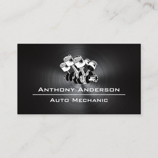 Motor | Metall gebürstet Visitenkarte (Vorderseite)