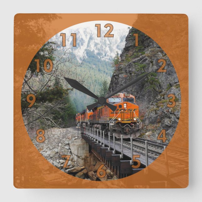 Motor mit Dieselmotor Quadratische Wanduhr (Vorderseite)