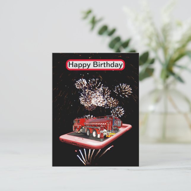 Motor mit Feuerwerkskörpern, Postkarte (Stehend Vorderseite)