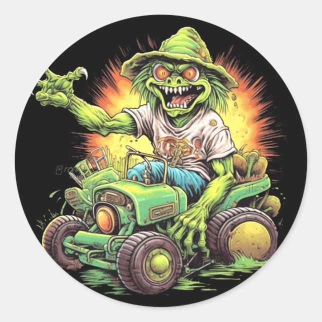 MOTOR MONSTER-Hüttenkasten Runder Aufkleber (Vorderseite)