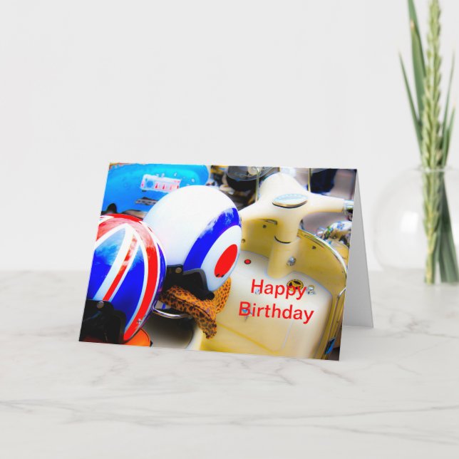 Motor Scooter Helmets Happy Birthday Card Karte (Vorderseite)