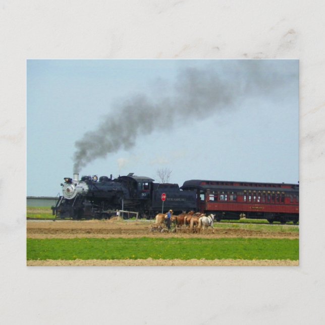 Motor und Bauer von Amish Postkarte (Vorderseite)