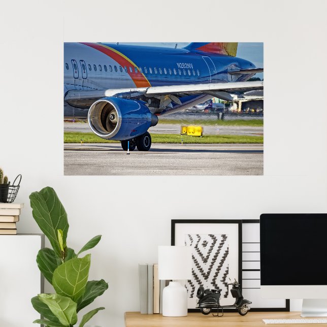 Motor und Dämpfe des Flugzeugs Poster (Heimbüro)