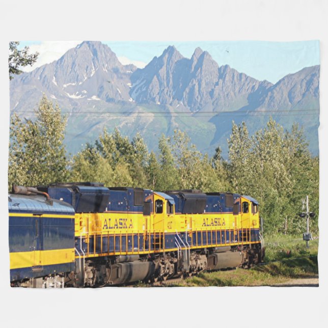 Motor und Gebirge der Alaska Eisenbahn Fleecedecke (Vorderseite (Horizontal))
