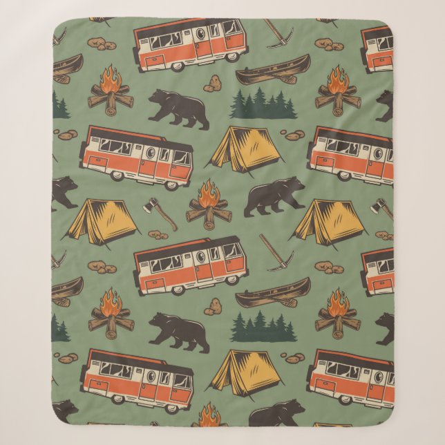 Motor Zuhause Camp Abenteuer Muster Sherpadecke (Vorderseite)