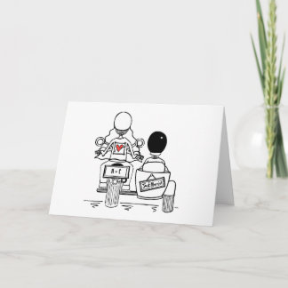 Motorbike and Sidecar Wedding Karte