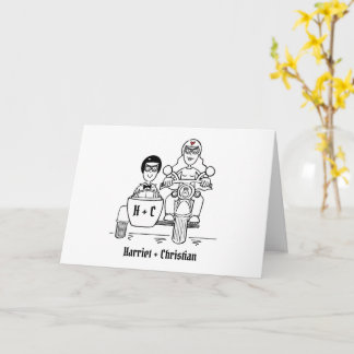Motorbike and Sidecar Wedding Karte
