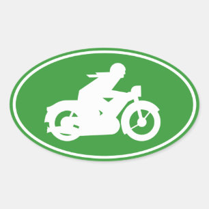 Motorbiker Silhouette-Zeichen Ovaler Aufkleber