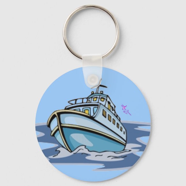 Motorboat-Button-Schlüsselanhänger Schlüsselanhänger (Vorderseite)
