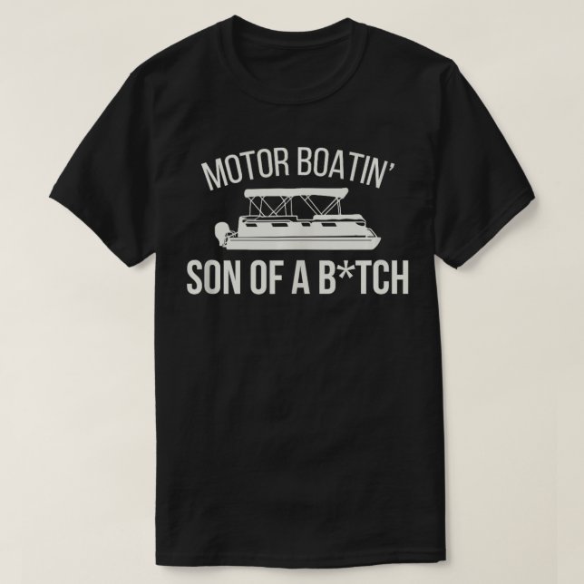 Motorboatenson eines Campings von Bootshungrigen T-Shirt (Design vorne)