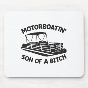 Motorboot fahrender Sohn eines Pontonboots Lustige Mousepad