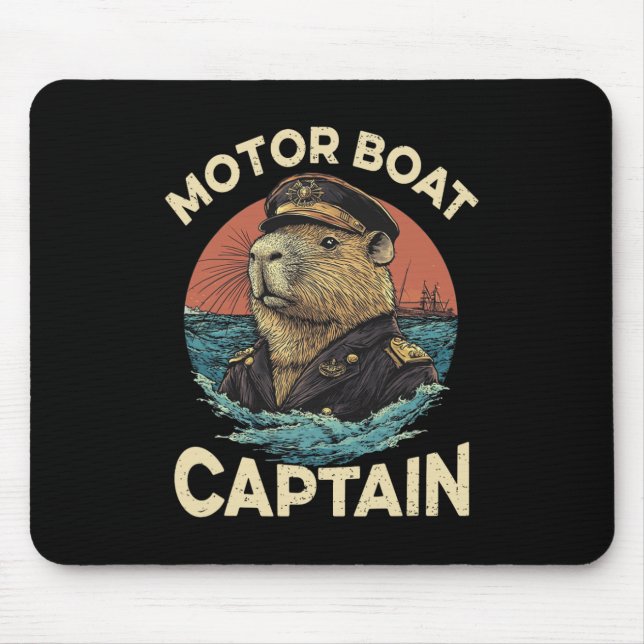 Motorboot Kapitän Funny Capybara Mariner Mousepad (Vorne)