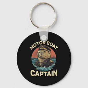 Motorboot Kapitän Funny Capybara Mariner Schlüsselanhänger