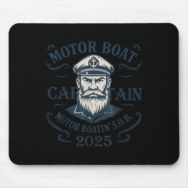Motorboot Kapitän Funny Pontoon Boot Motor Bootmot Mousepad (Vorne)