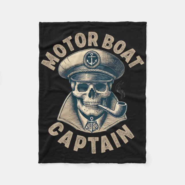 Motorboot Kapitän für Bootsbesitzer Boot Fleecedecke (Vorderseite)