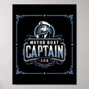Motorboot-Kapitän Lustig Bootfahren See Poster