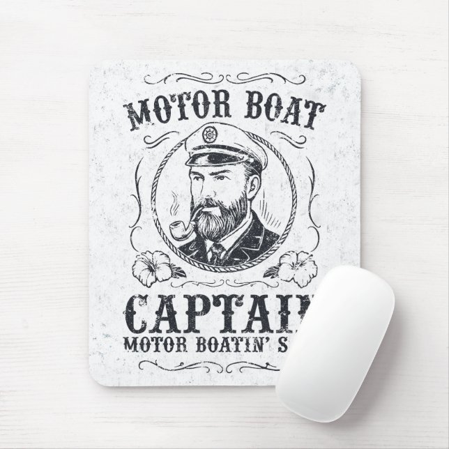 Motorboot Kapitän Lustig Pontoon Bootfahren Mousepad (Mit Mouse)