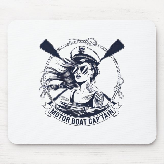 Motorboot Kapitän Männer Frauen Pontoon Booten Mousepad (Vorne)