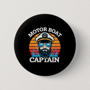 Motorboot Kapitän Retro Nautical Cool Ocean Sailo Button