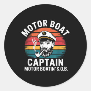Motorboot Kapitän Schnelle Gewässer Nautisches Abe Runder Aufkleber