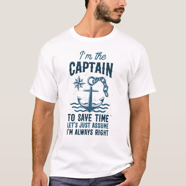 Motorbootführer Ich bin der Captain Anchor T-Shirt (Vorderseite)