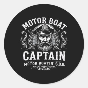 Motorbootkapitän Funny Boat Spaß für Lo Lake Runder Aufkleber