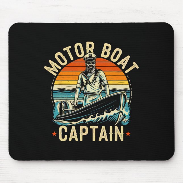 Motorbootkapitän Lustiger Pontonboot-Motorboot Mousepad (Vorne)