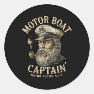 Motorbootkapitän Lustiger Pontonboot-Motorboot Runder Aufkleber