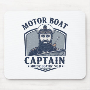 Motorbootkapitän Lustiger Pontoonboot-Motorboot Mousepad