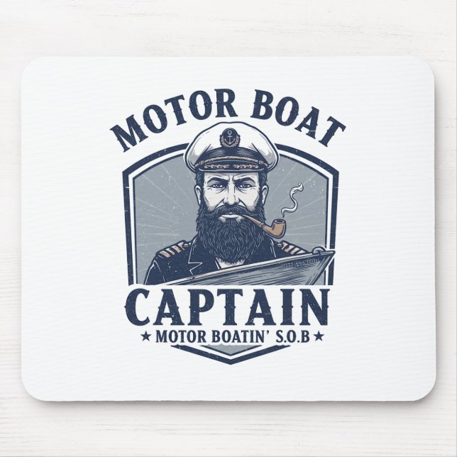Motorbootkapitän Lustiger Pontoonboot-Motorboot Mousepad (Vorne)
