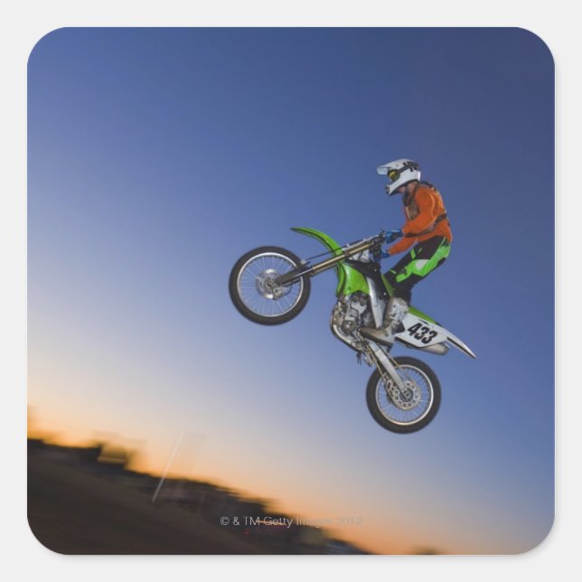 Motorcross Rider Quadratischer Aufkleber (Vorderseite)