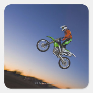 Motorcross Rider Quadratischer Aufkleber