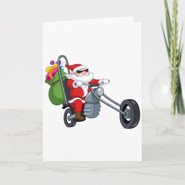 motorcycle biker santa claus feiertagskarte (Vorderseite)