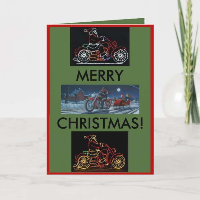 Motorcycle Christmas Card Feiertagskarte (Vorderseite)