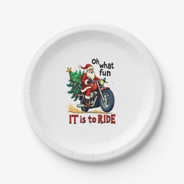 Motorcycle Christmas Ride Pappteller (Vorderseite)