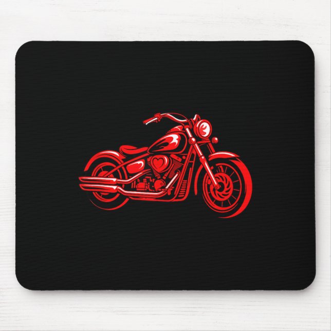 Motorcycle Heart Biker Valentines Day Rider Couple Mousepad (Vorne)