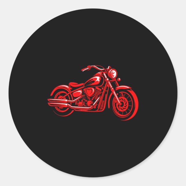 Motorcycle Heart Biker Valentines Day Rider Couple Runder Aufkleber (Vorderseite)